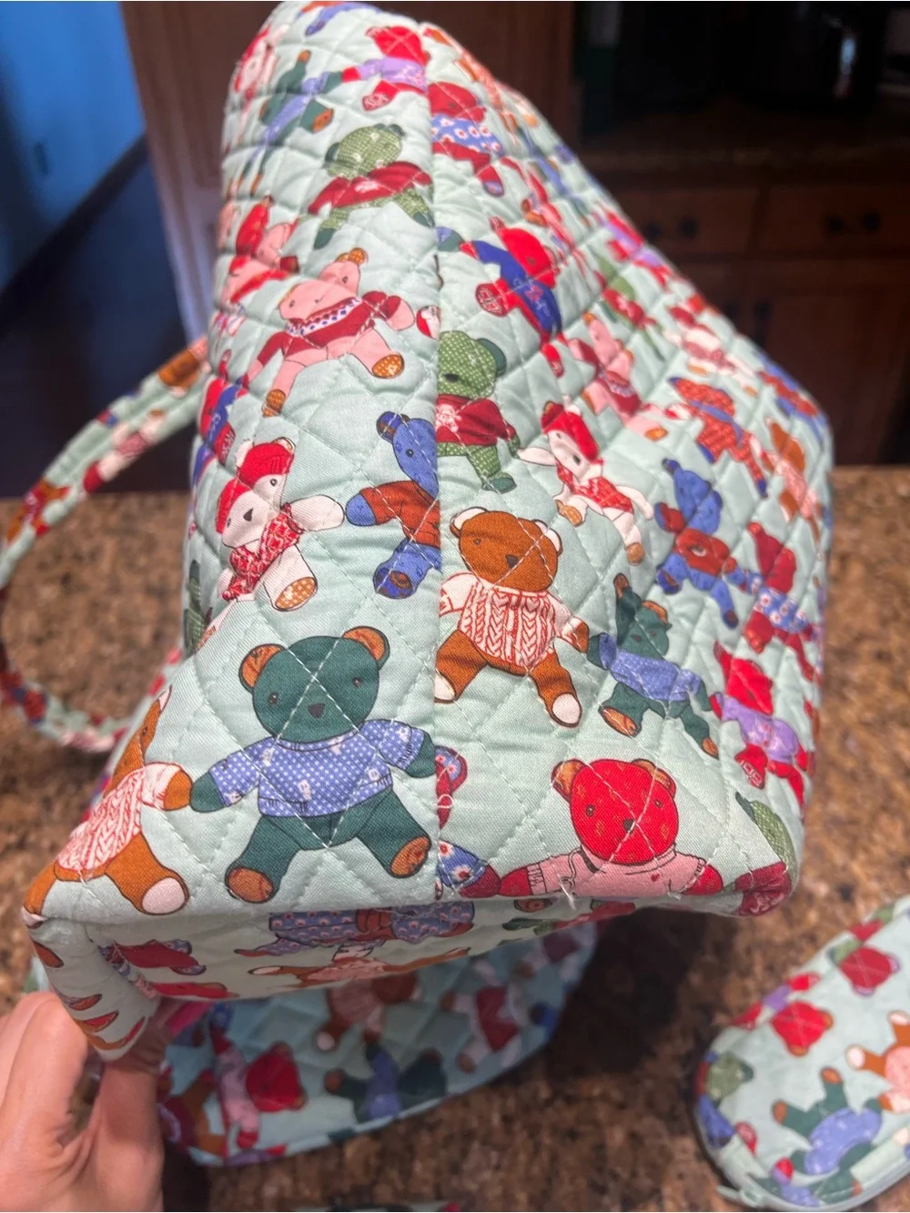 Vera Bradley Quilted Teddy Print Tote Bag Set in Mint